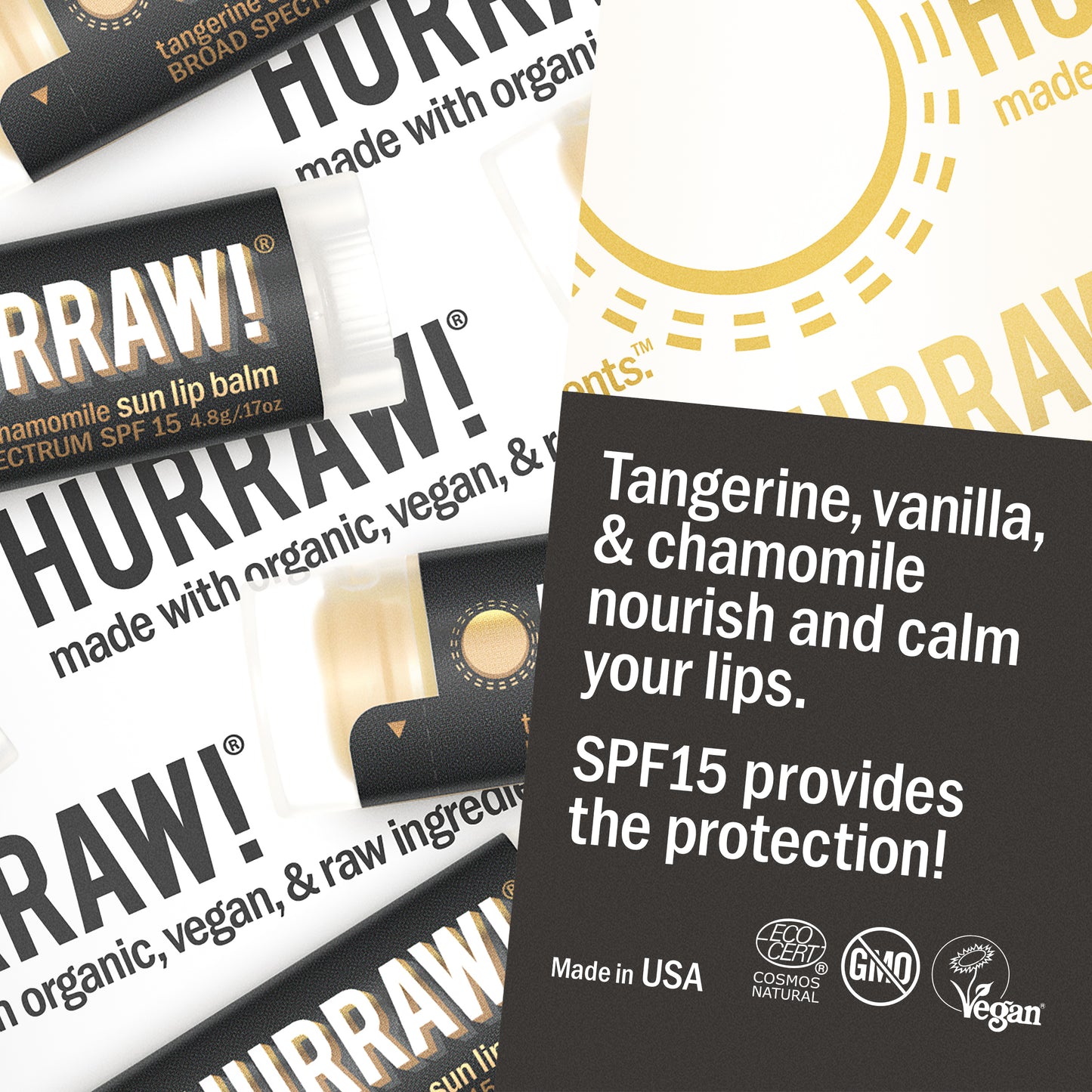 Detail van Hurraw sun lippenbalsem SPF 15 met zachte verzorgende uitstraling