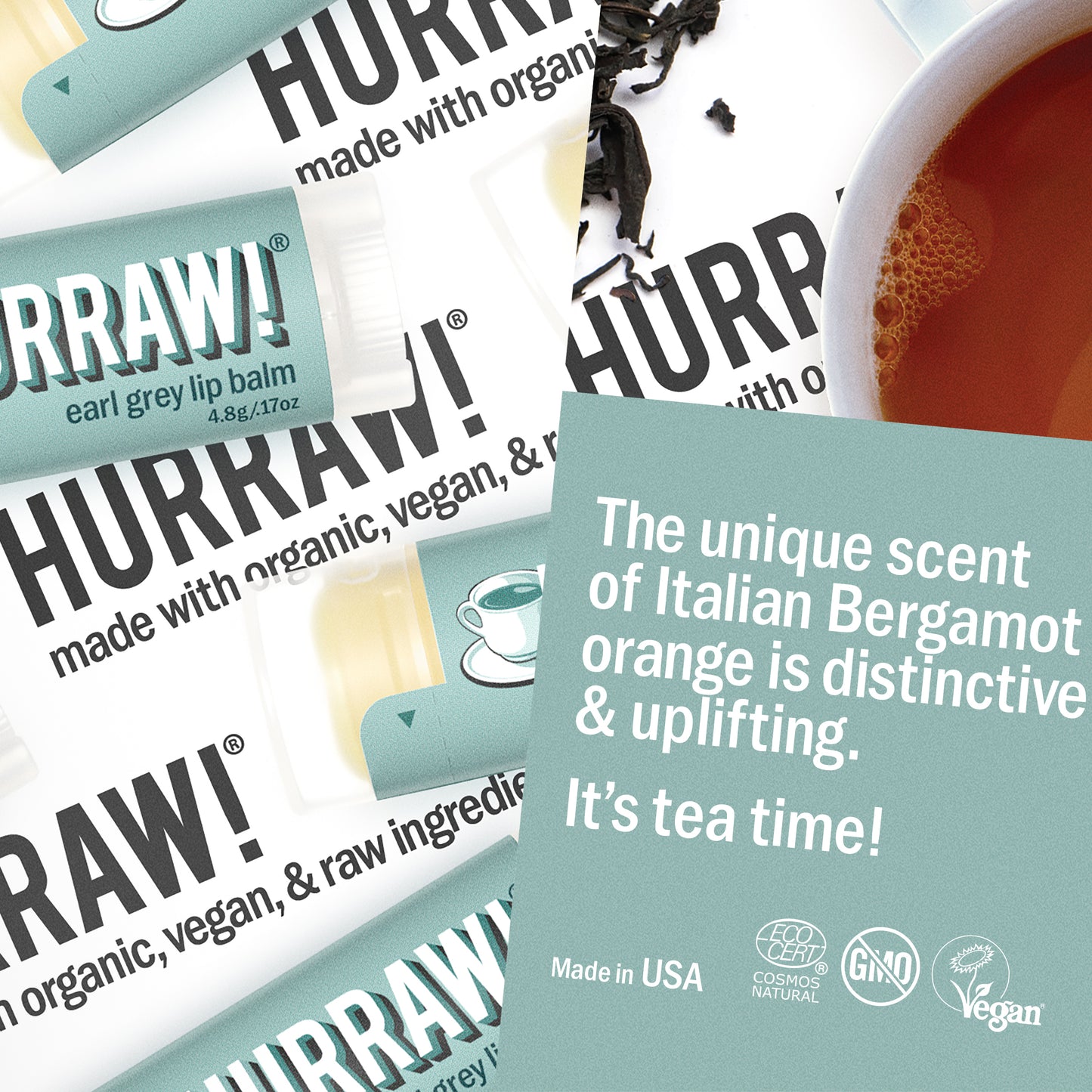 Detail van Hurraw Earl Grey lippenbalsem met frisse thee-uitstraling