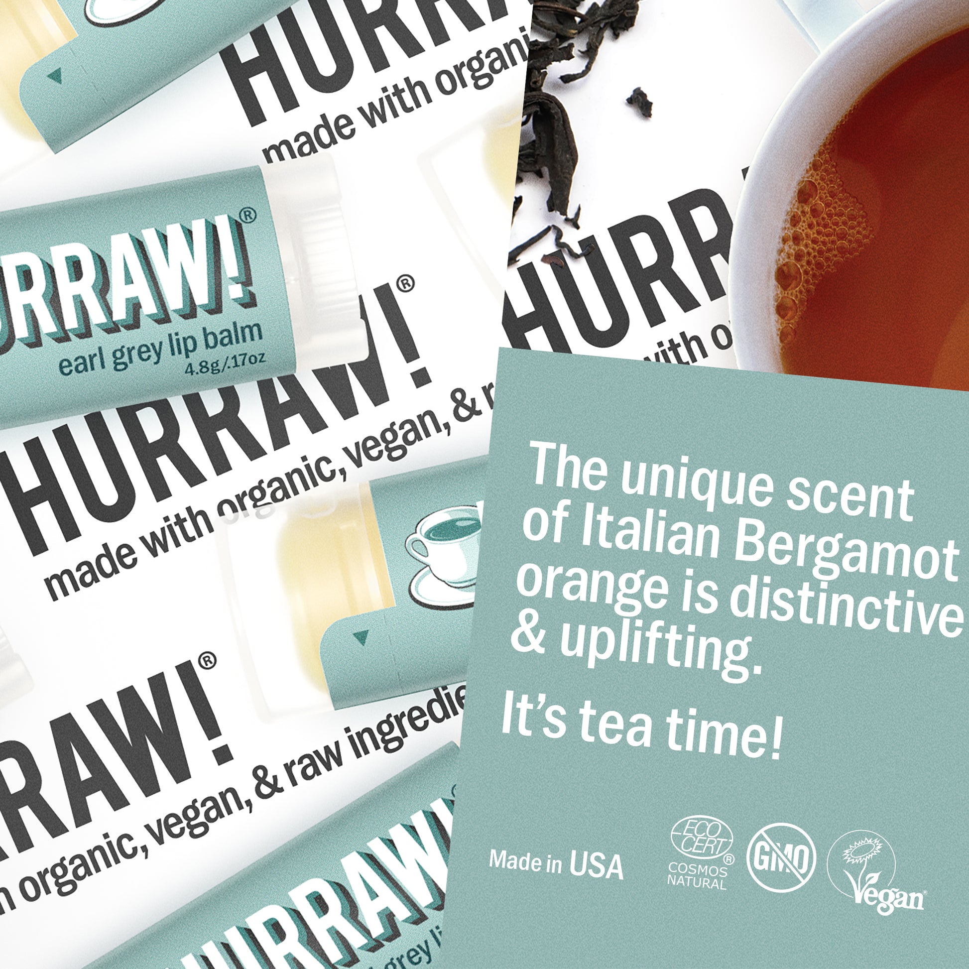 Detail van Hurraw Earl Grey lippenbalsem met frisse thee-uitstraling