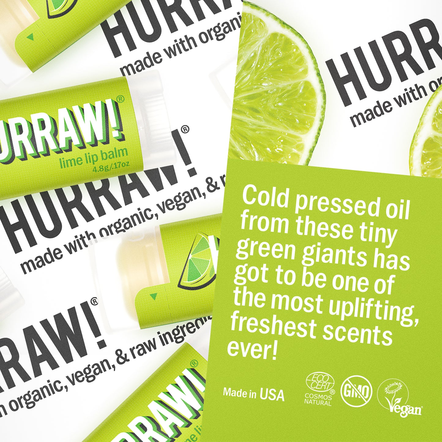 Hurraw limoen lippenbalsem met frisse citrusuitstraling