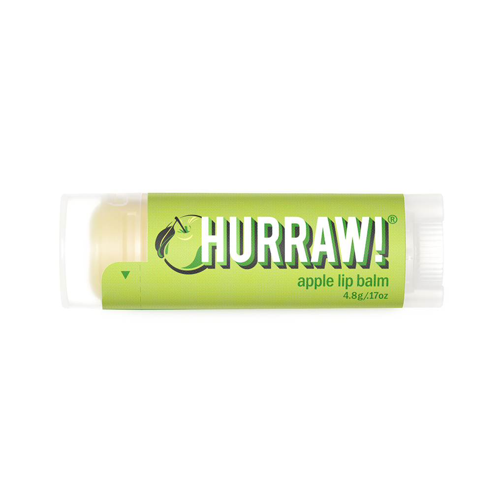 Hurraw appel lippenbalsem productfoto op lichte achtergrond