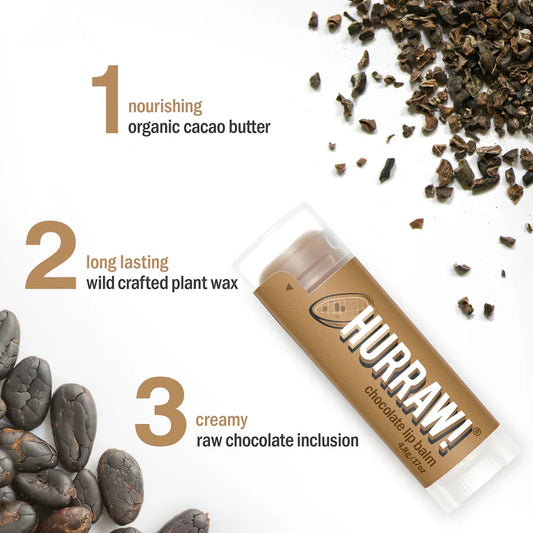 Chocolade lippenbalsem met romige cacaoformule en zachte textuur