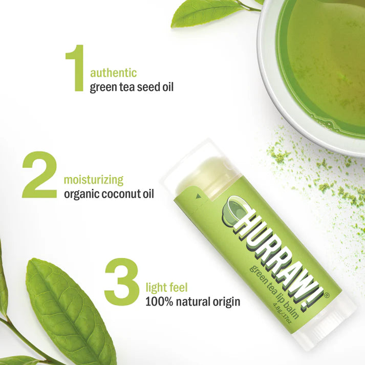 Groene thee lippenbalsem met matcha en frisse thee-uitstraling